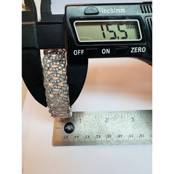 Vintage Sterling Silver 925 CZ Interlocking Circle Cuff Bangle Bracelet 39.5g - Picture 8 of 13